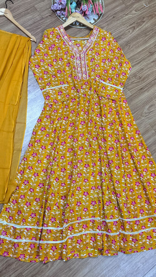 Cotton frock Dupatta set
