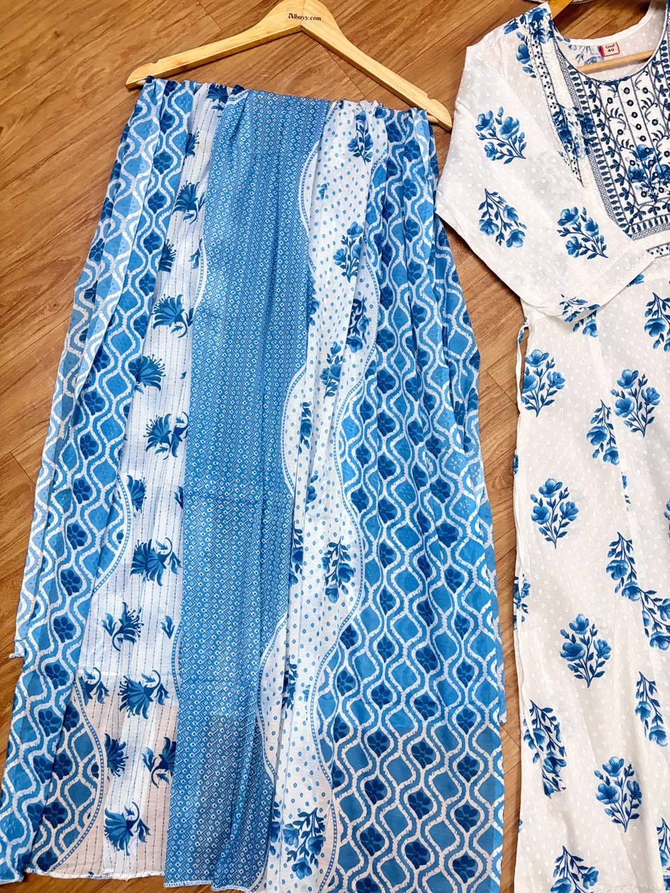 Cotton frock dupatta pant set