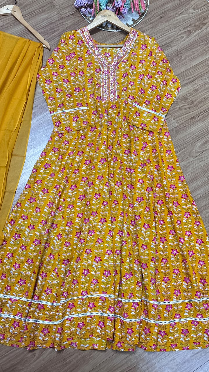 Cotton frock Dupatta set
