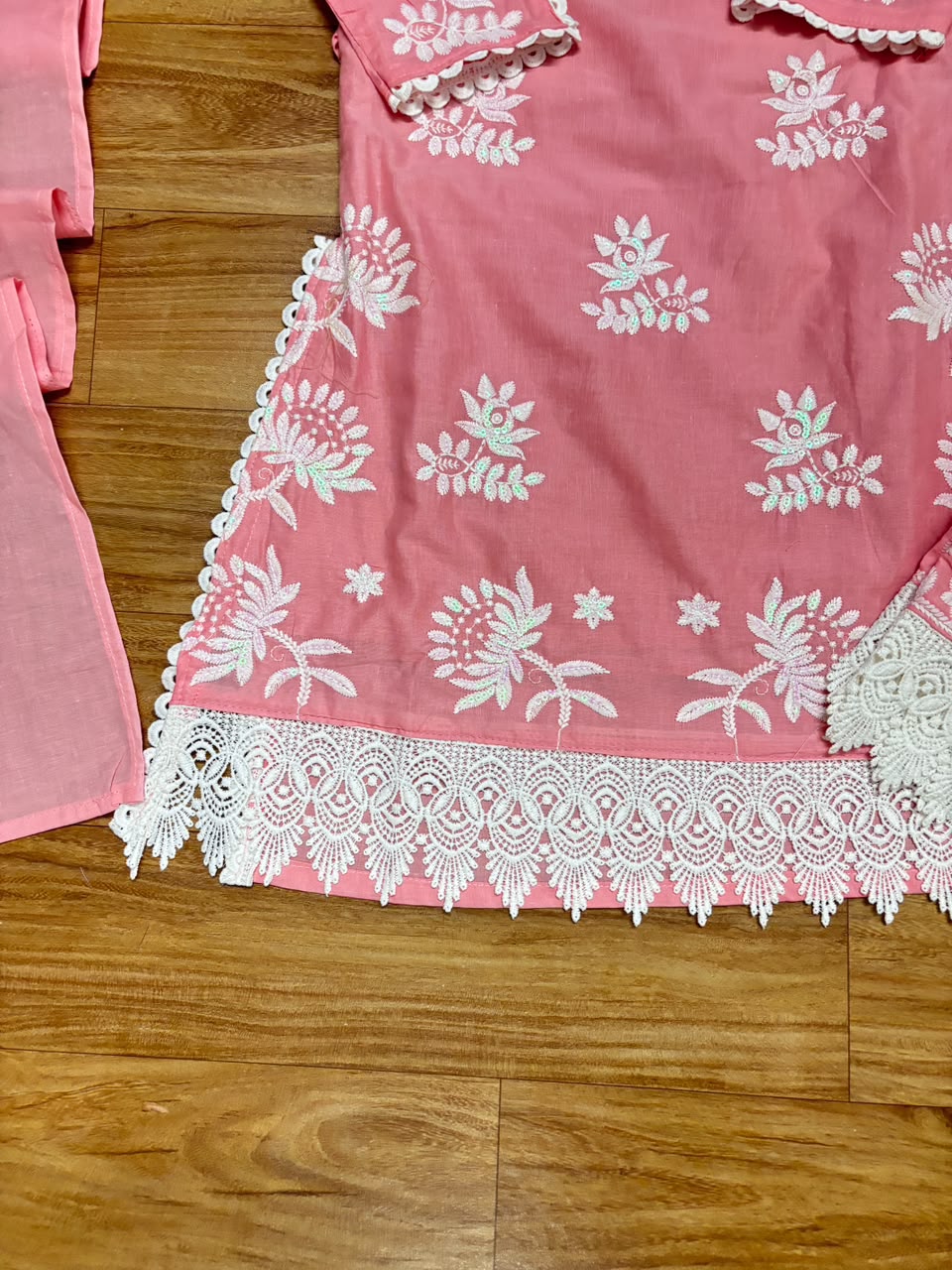 Kids dress with embroidery material cotton