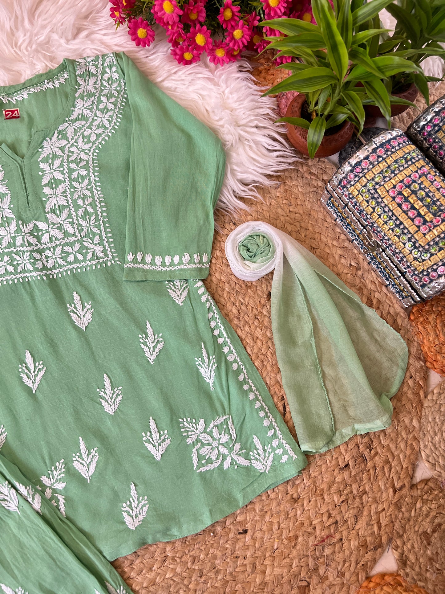 Kids Chikankari cotton rayon material