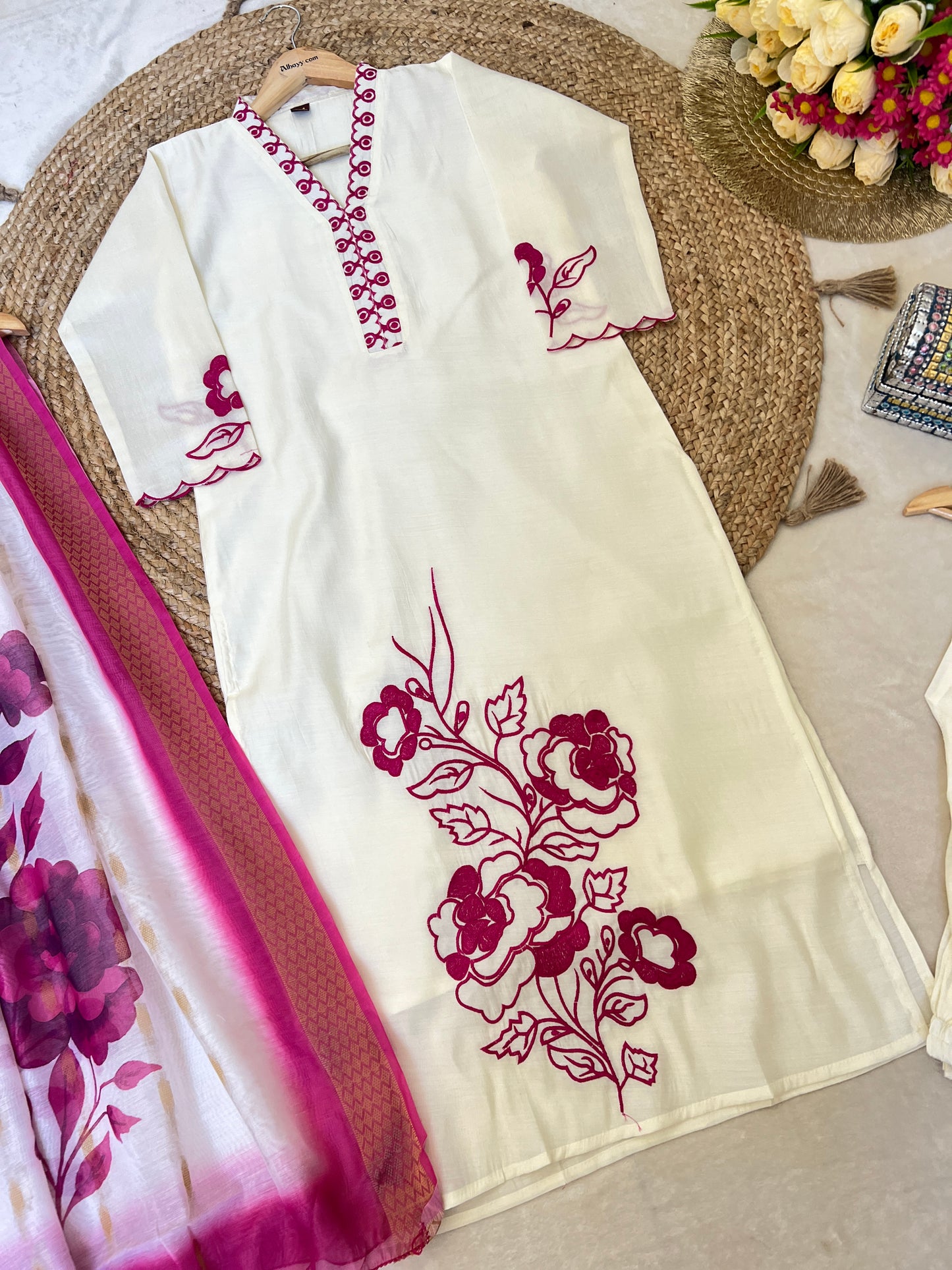 Premium Roman silk material dress - CBRP4210