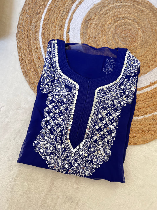 Chikankari kurtie with mirror work