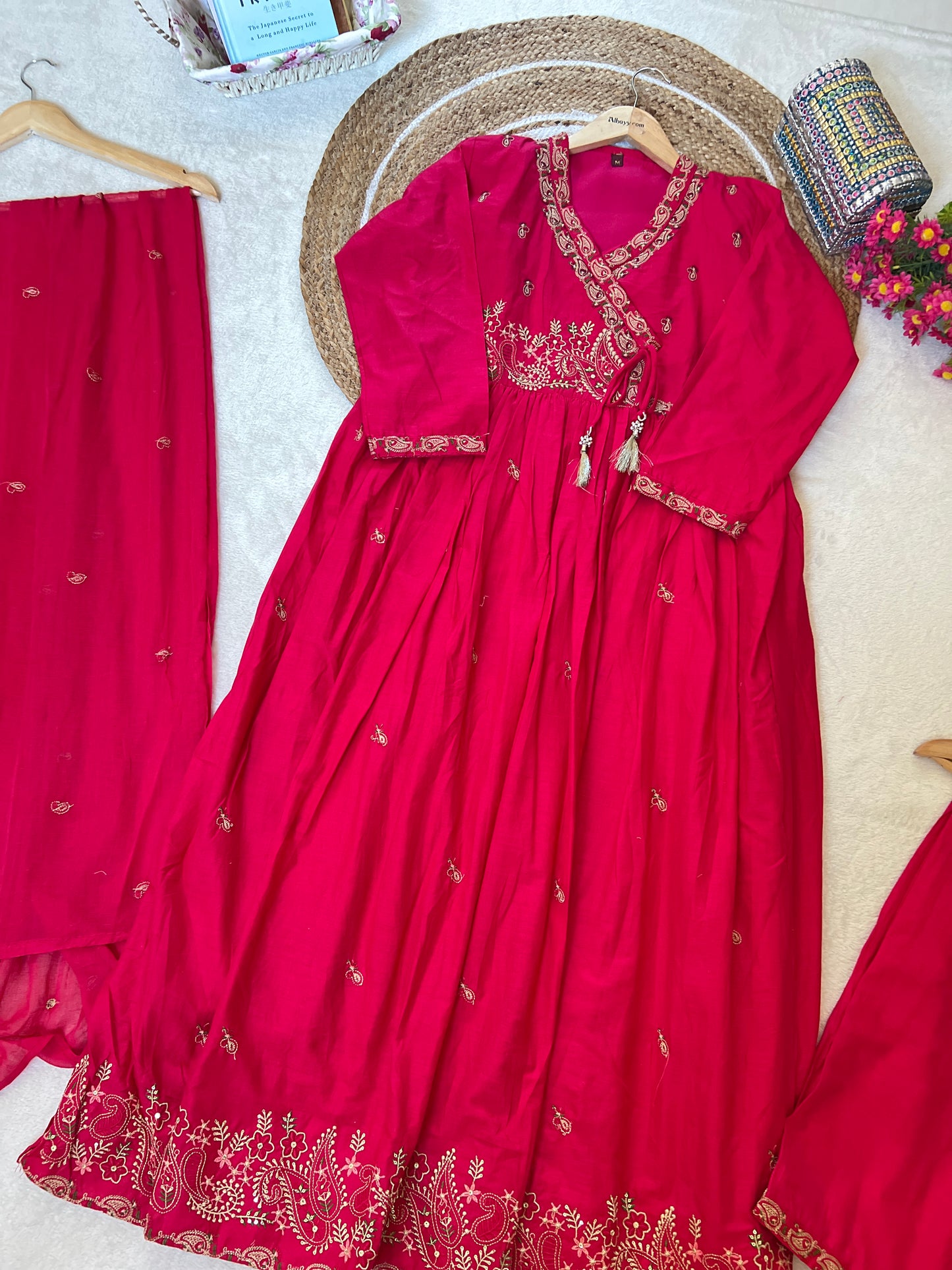 1019-mul cotton dress with full embroidery