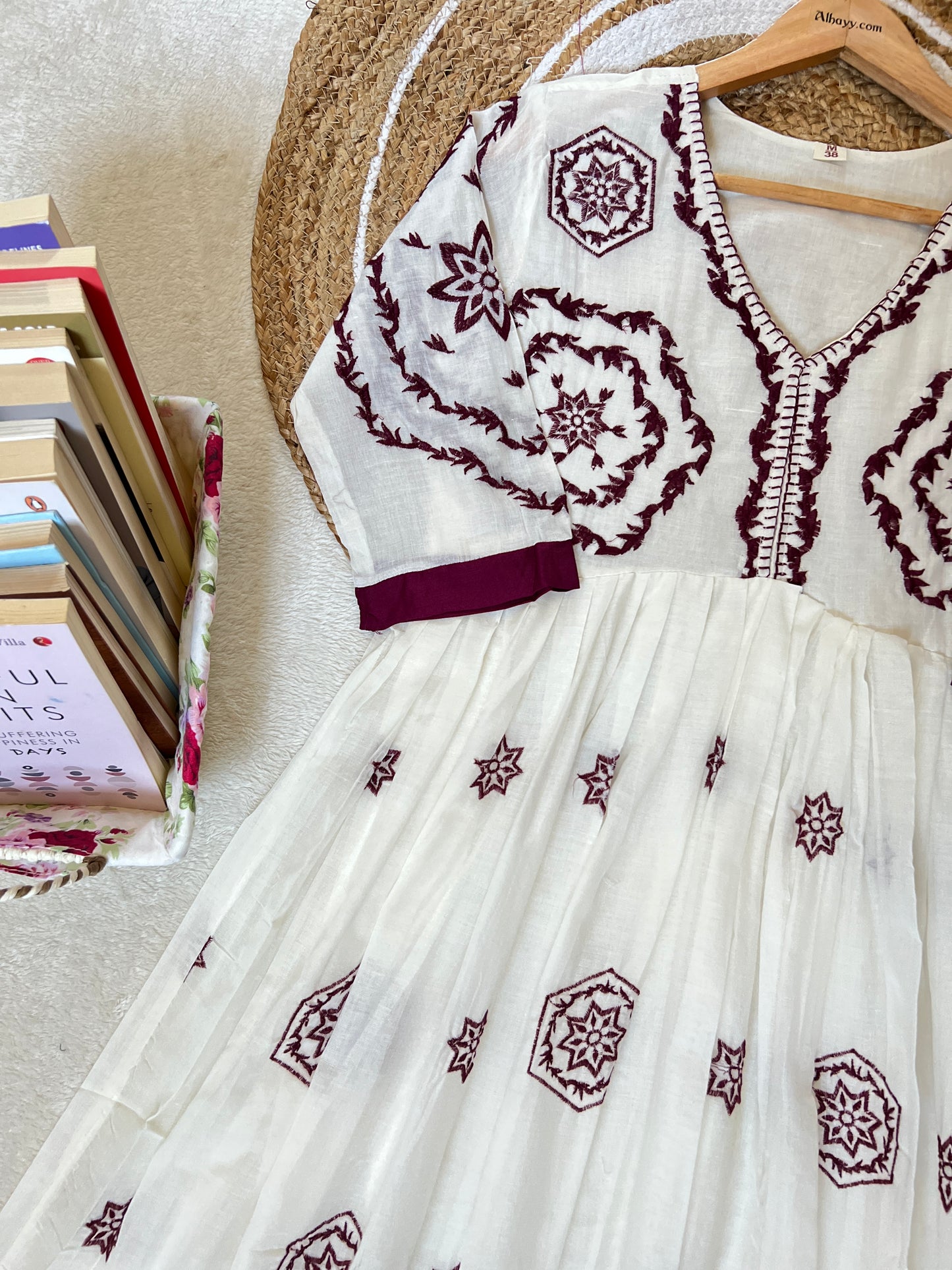Beautiful cotton frock with full embroidery