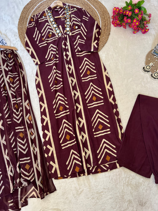 Premium Beautiful cotton dress with mirror work