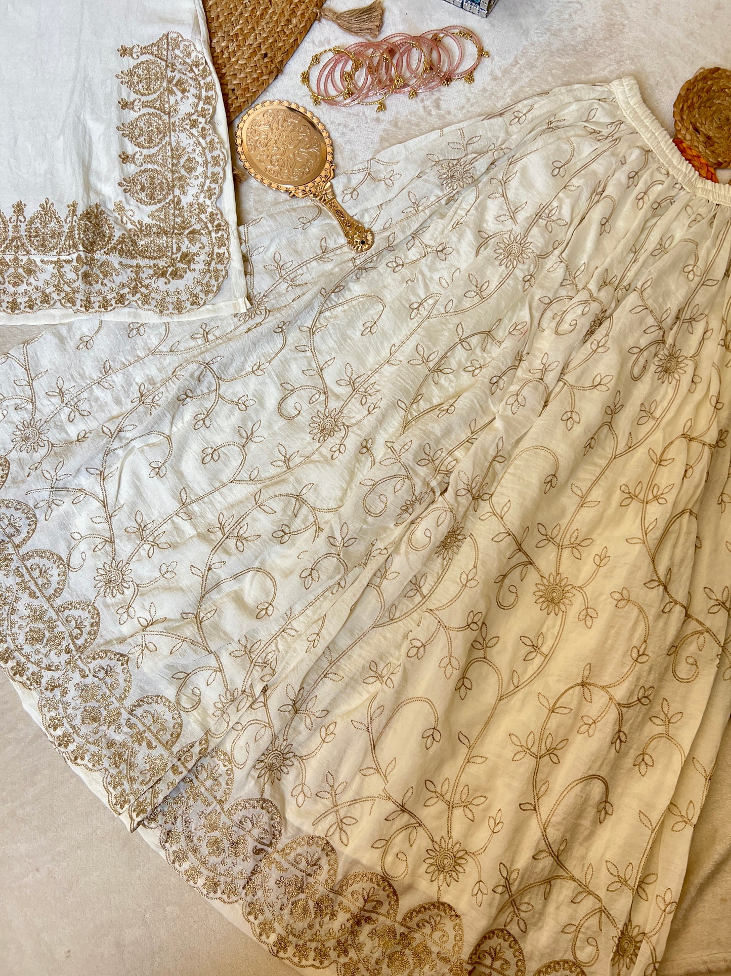 Premium suit set in Shimmer silk material with full Embroidery CBRP2064