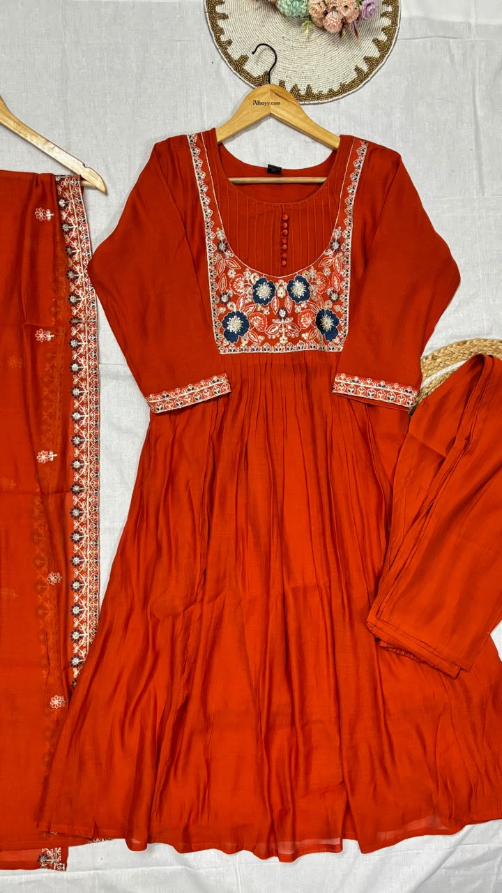 Mul chanderi suit set