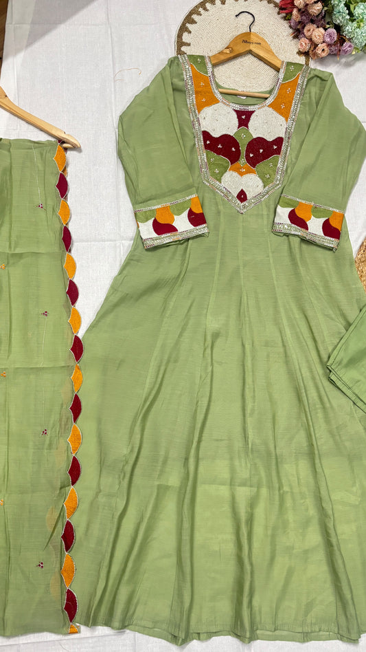 Mul chanderi suit set