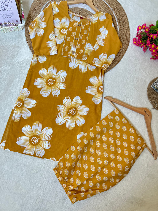 Cotton kurtie pant set