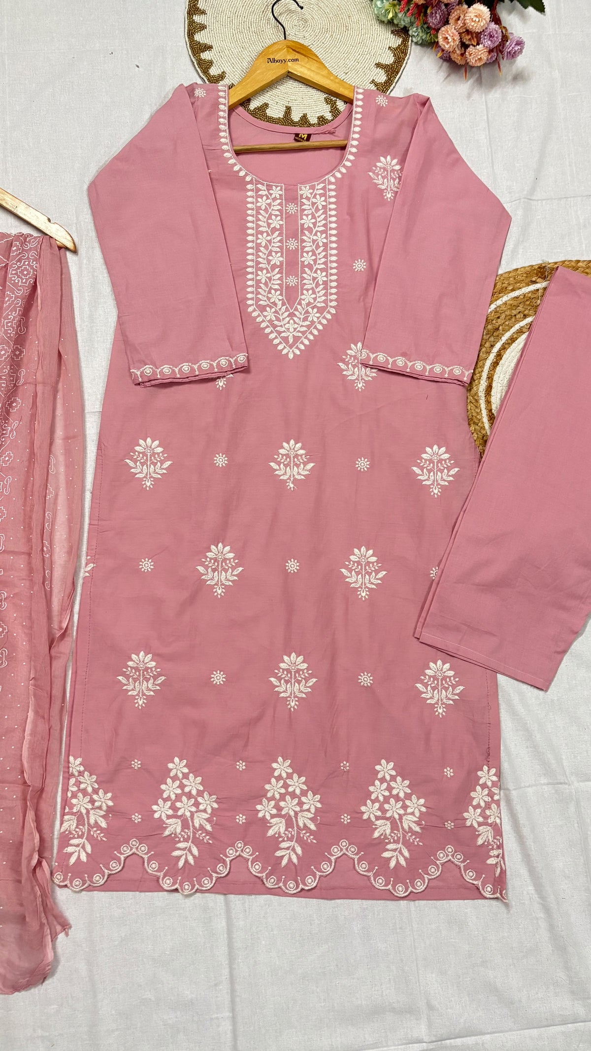 Cotton suit set embroidery full