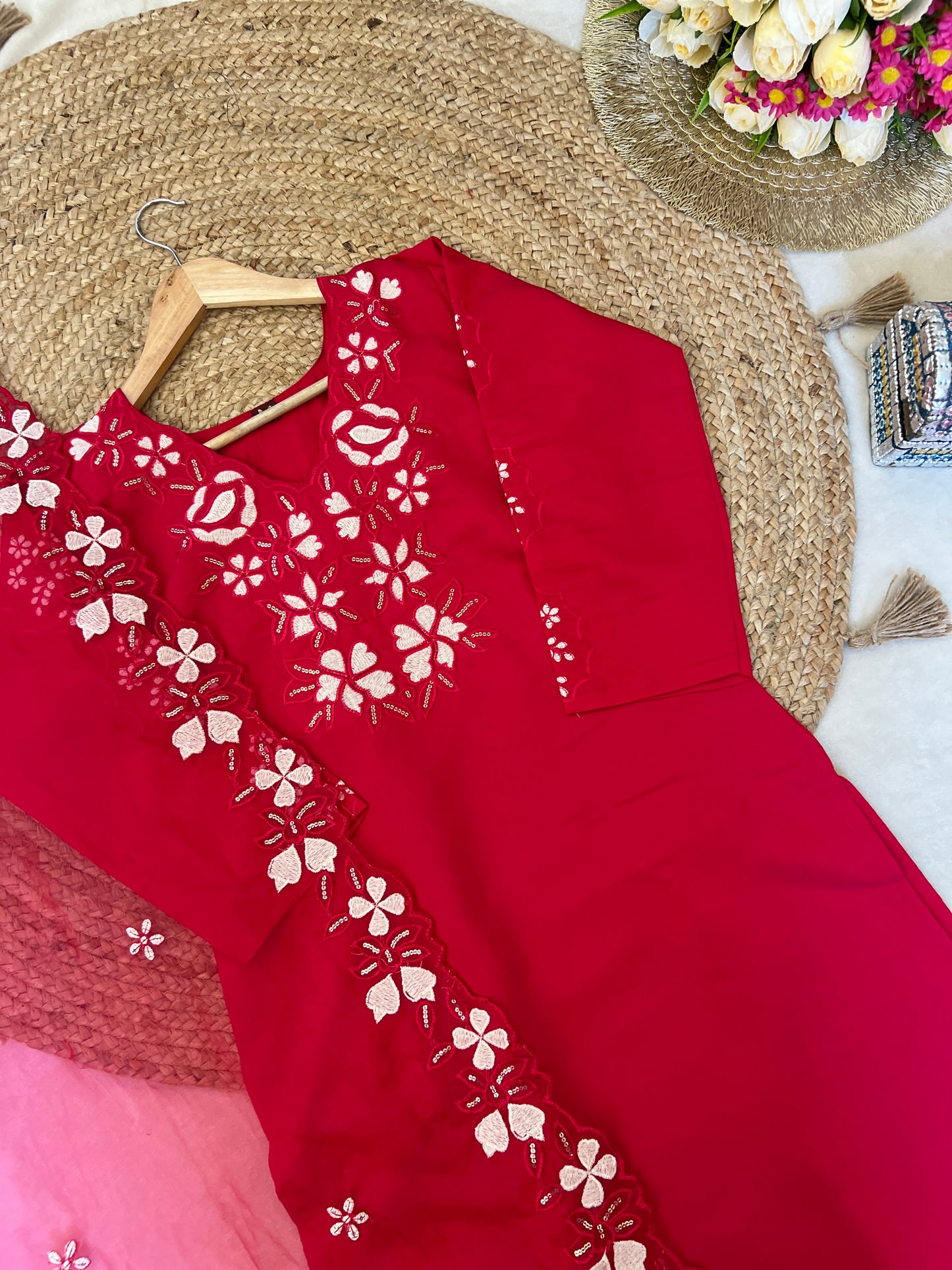 Premium Roman silk Dress with beautiful work - CBRP 4210