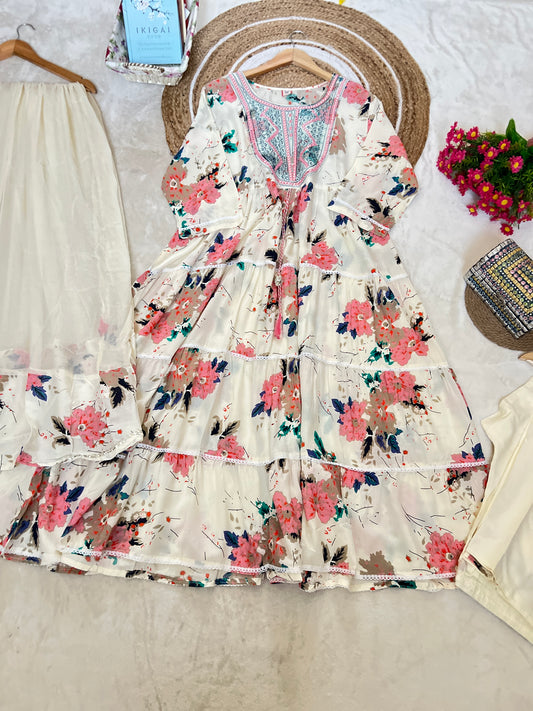 1014-plus size premium frock set cotton