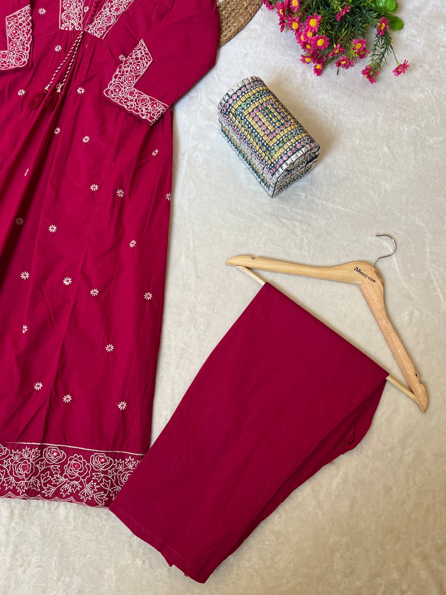 Cotton frock set full embroidery