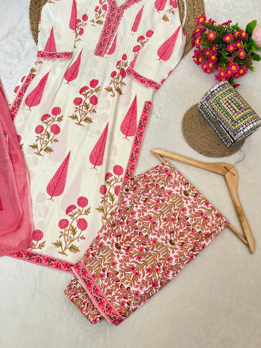Beautiful dress with mirror work on neck