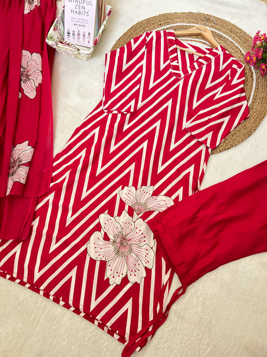 Beautiful dress in tomato red color, (similar to pink ) color variation in pic. Material rayot soft cotton premium material