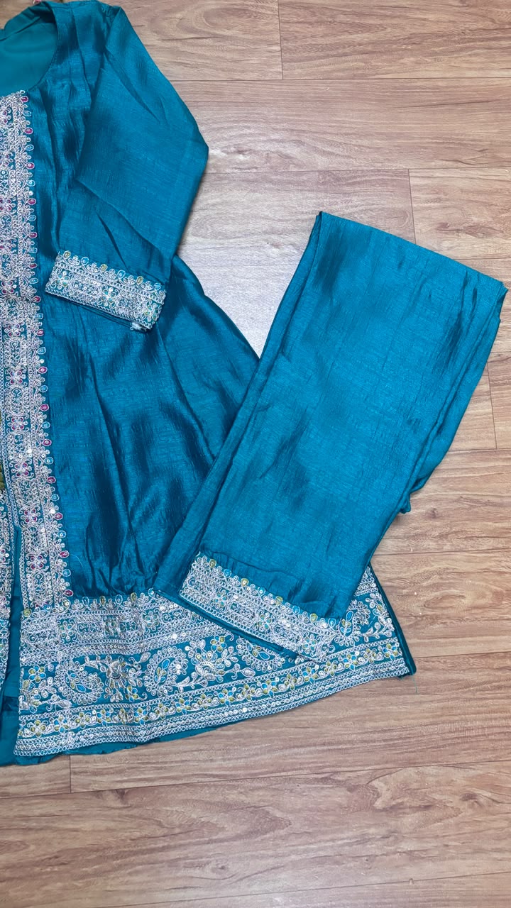 Kids wear in silk material with embroidery