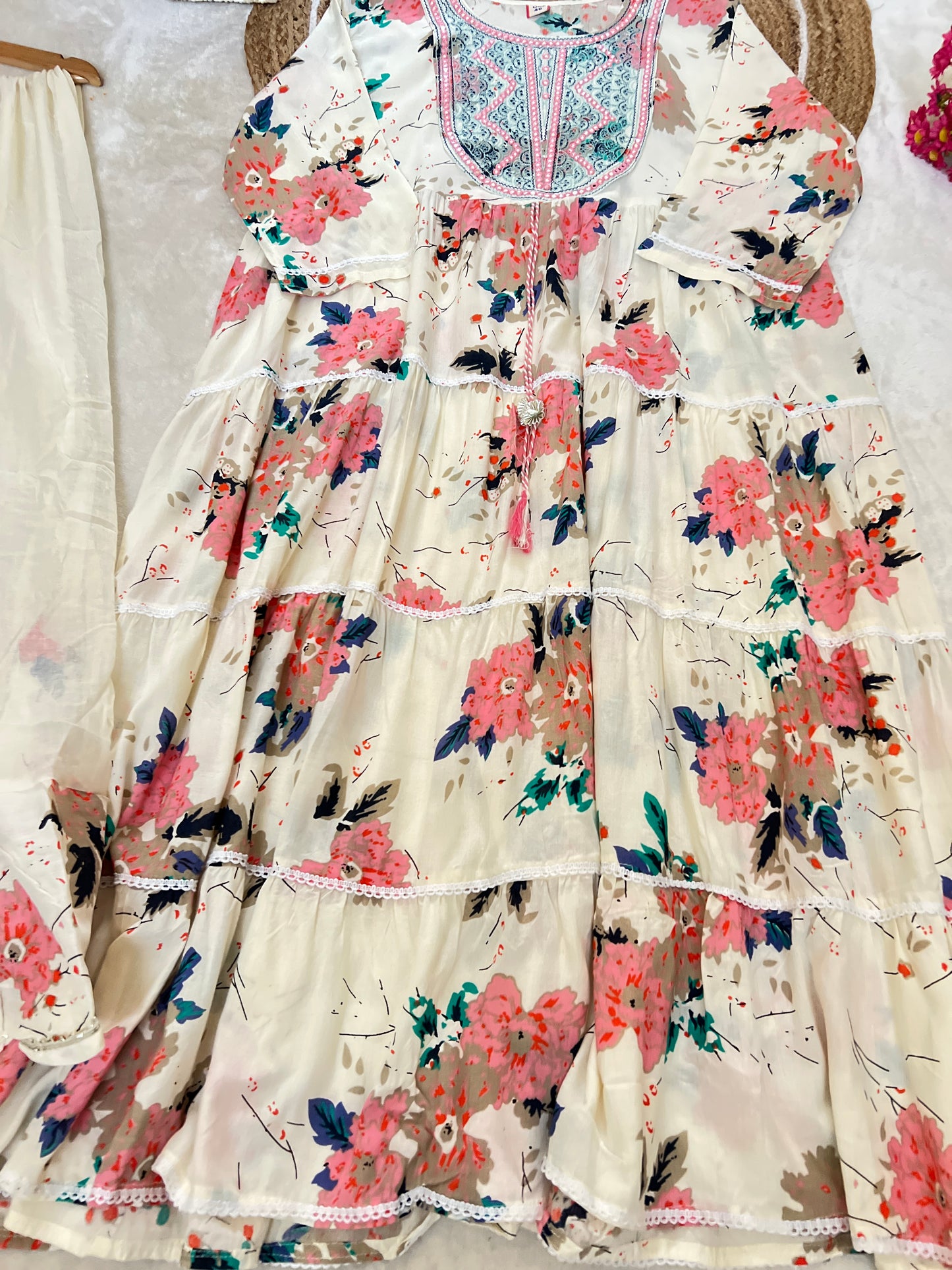 1014-plus size premium frock set cotton