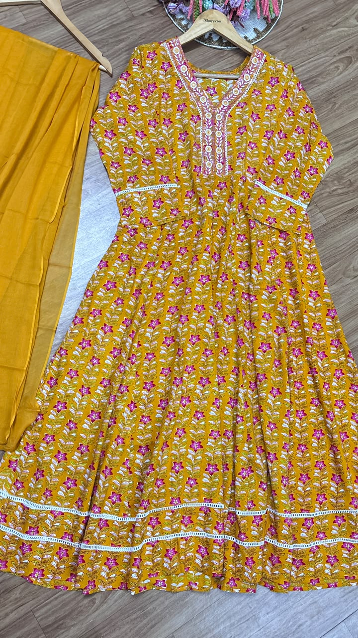 Cotton frock Dupatta set