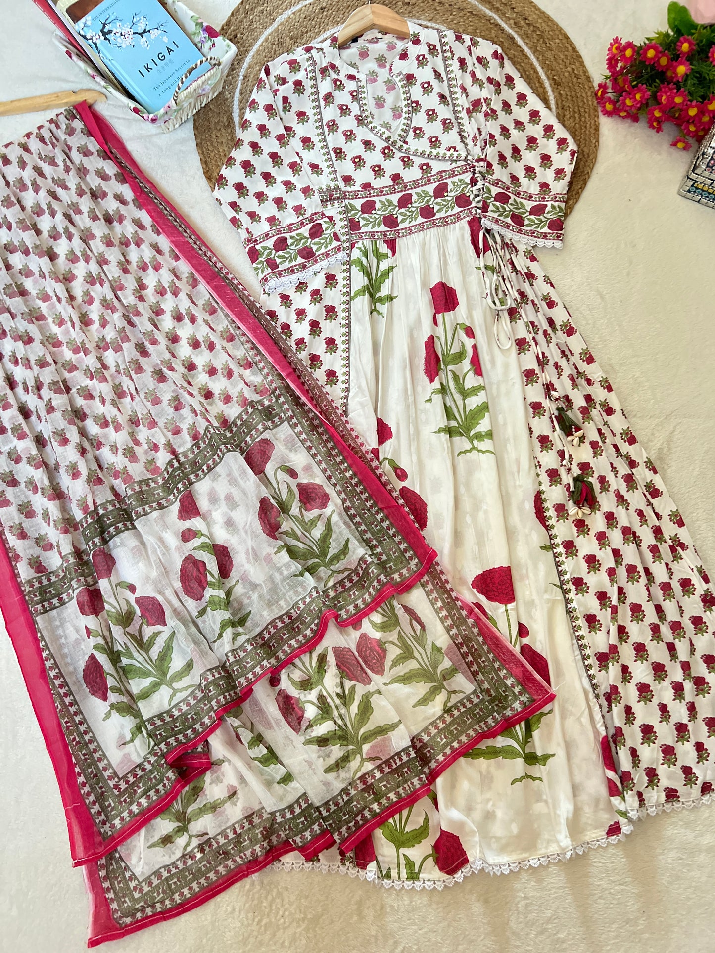 1020-beautiful premium rayon dress with block print