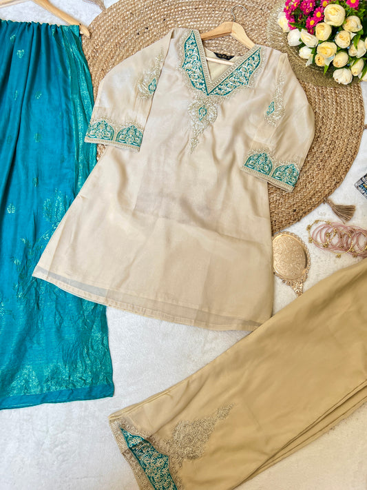 Premium suit se in chanderi silk material with rayon Dupatta with full embroidery CBRP2064
