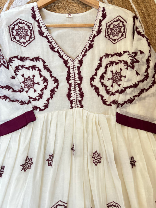 Beautiful cotton frock with full embroidery