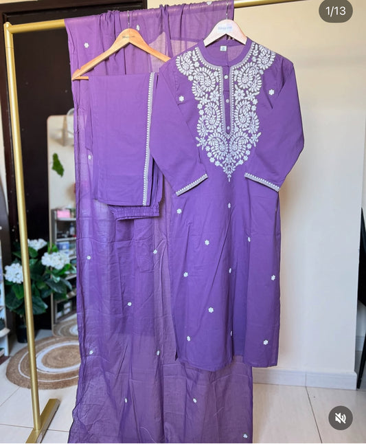 Beautiful cotton dress with full embroidery
