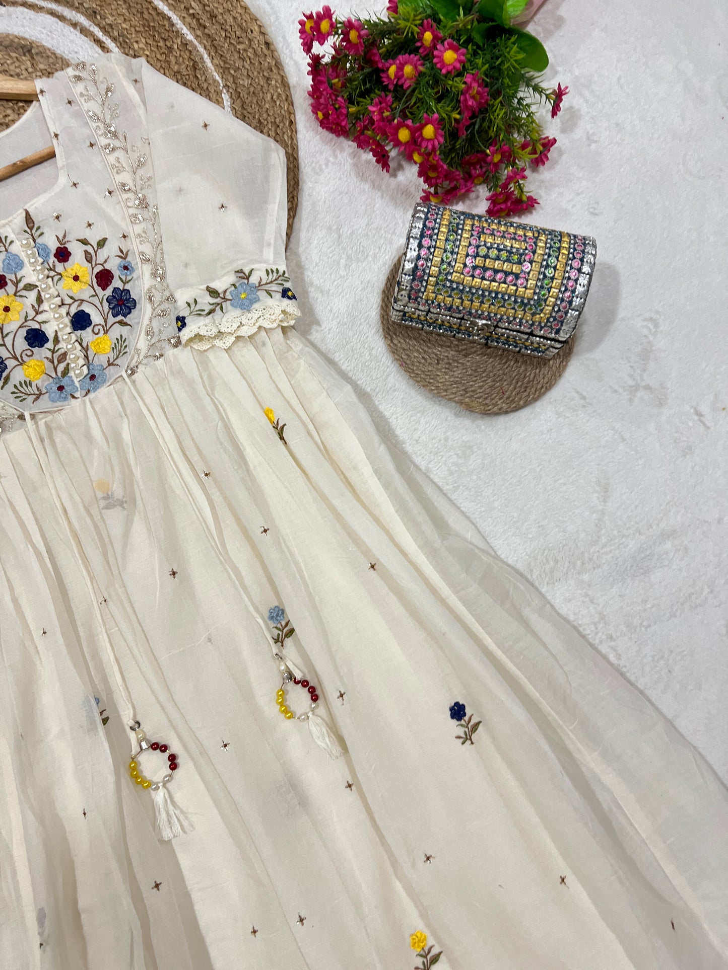 Beautiful cotton frock with embroidery