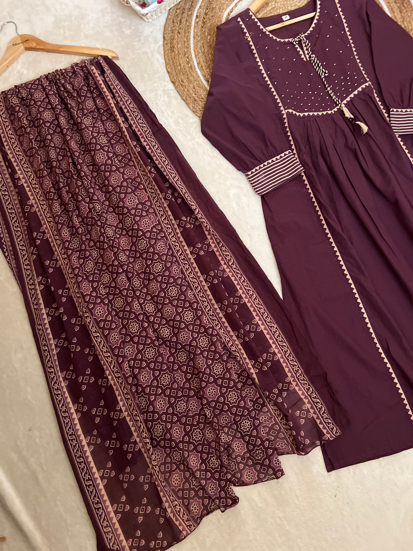 Premium cotton suit set ( sequins work on neck )