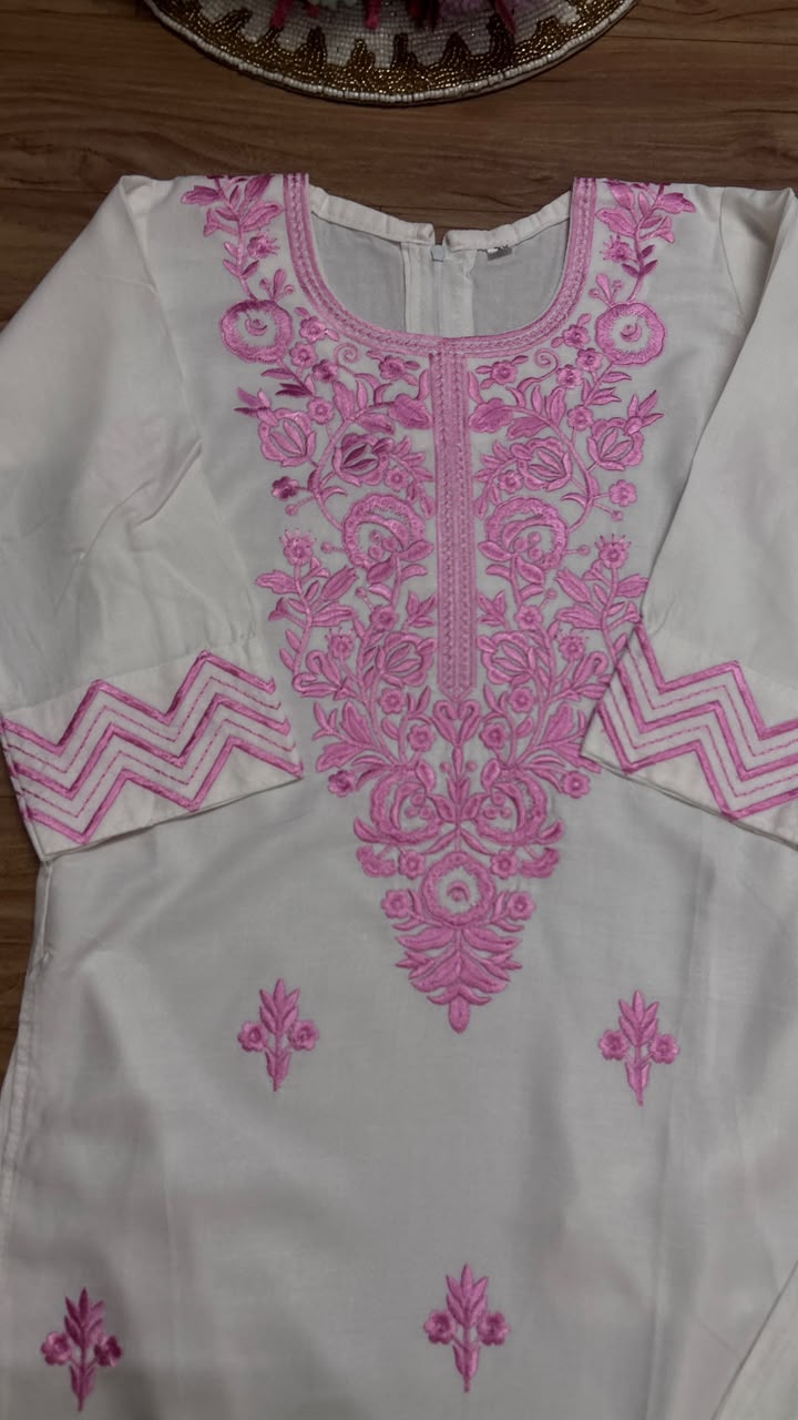 Kids wear full embroidery material soft cotton rayon