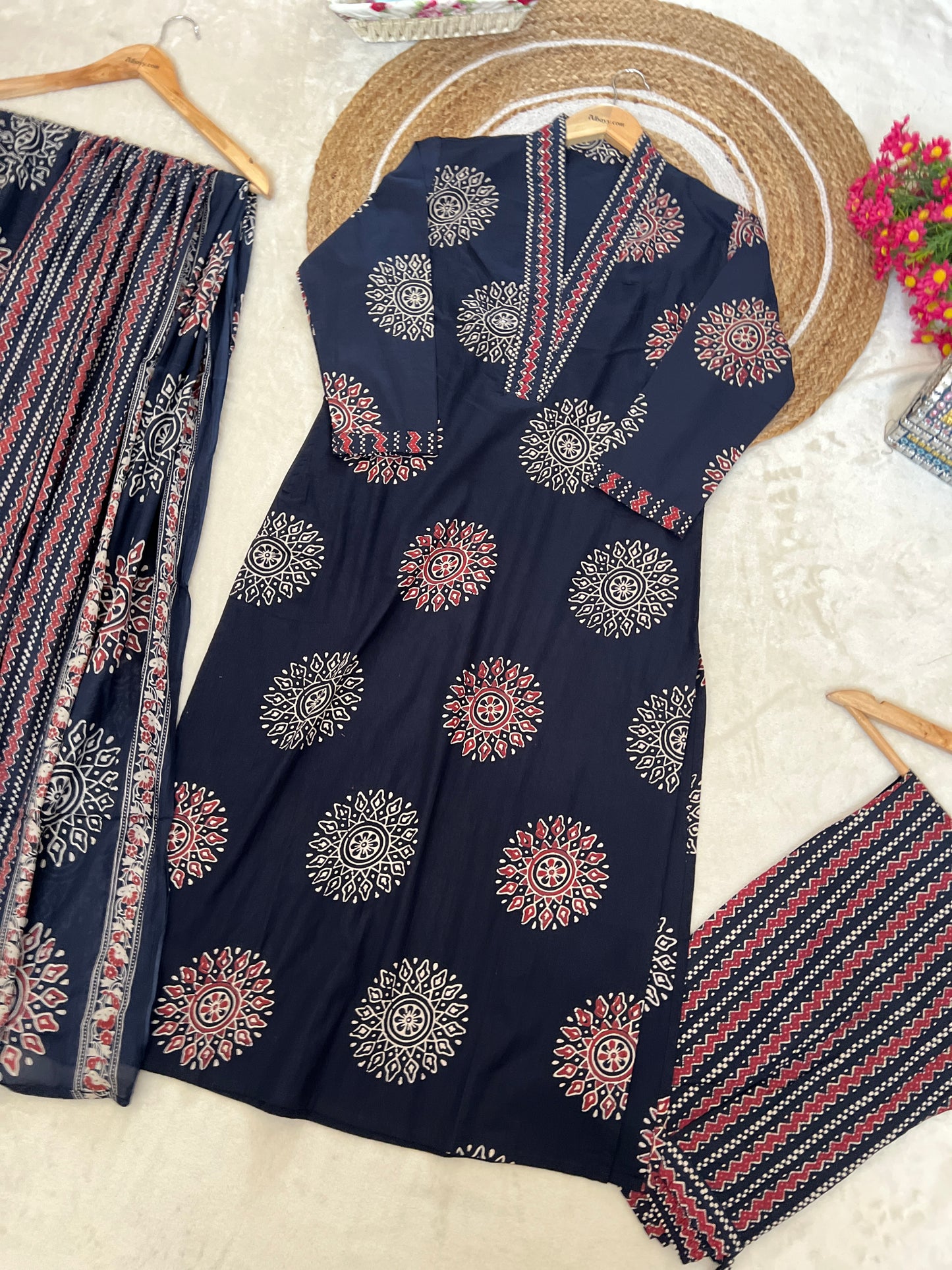 Premium cotton suit set ( full print work )