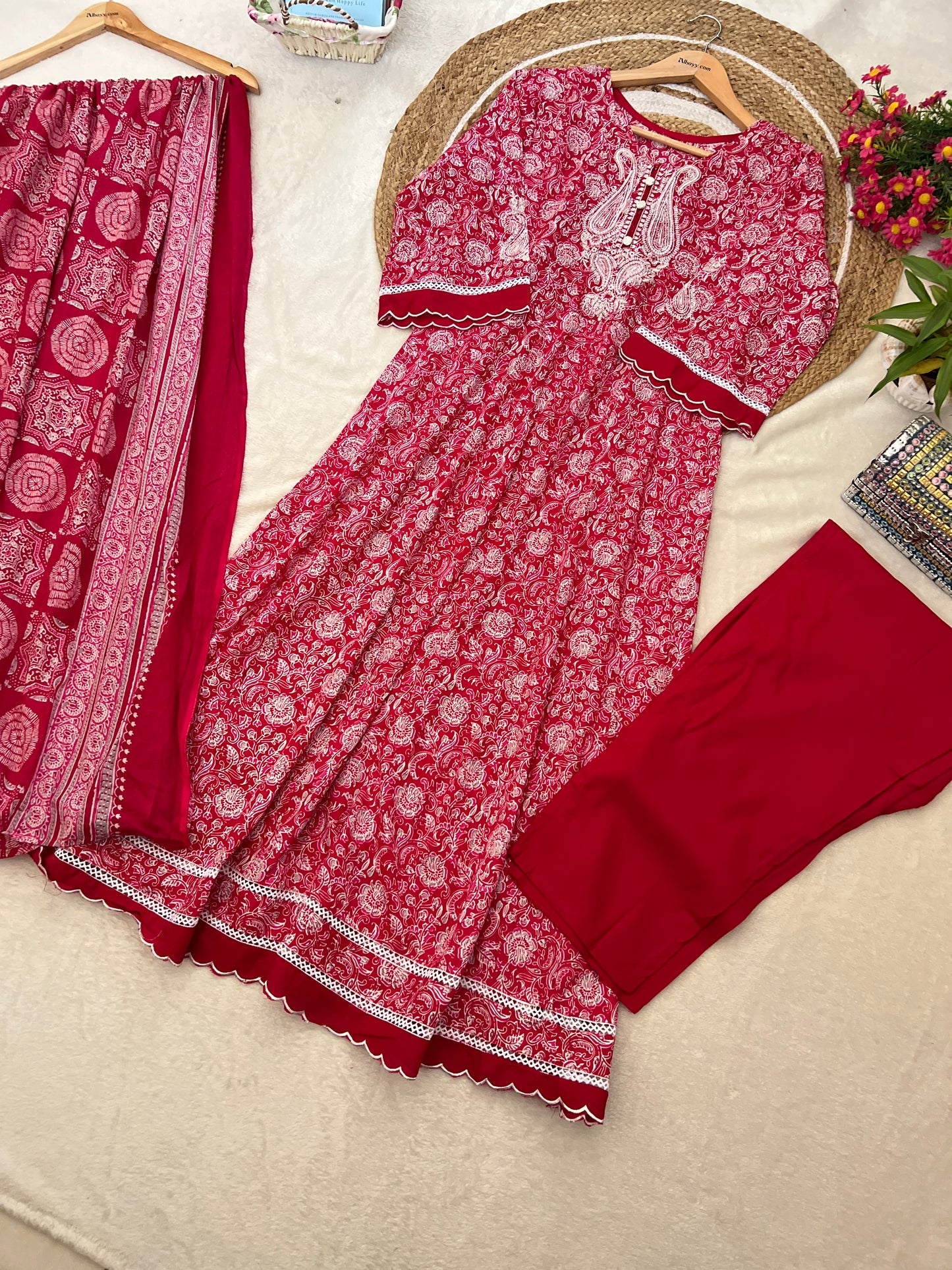 Mul cotton frock with dupatta and pant