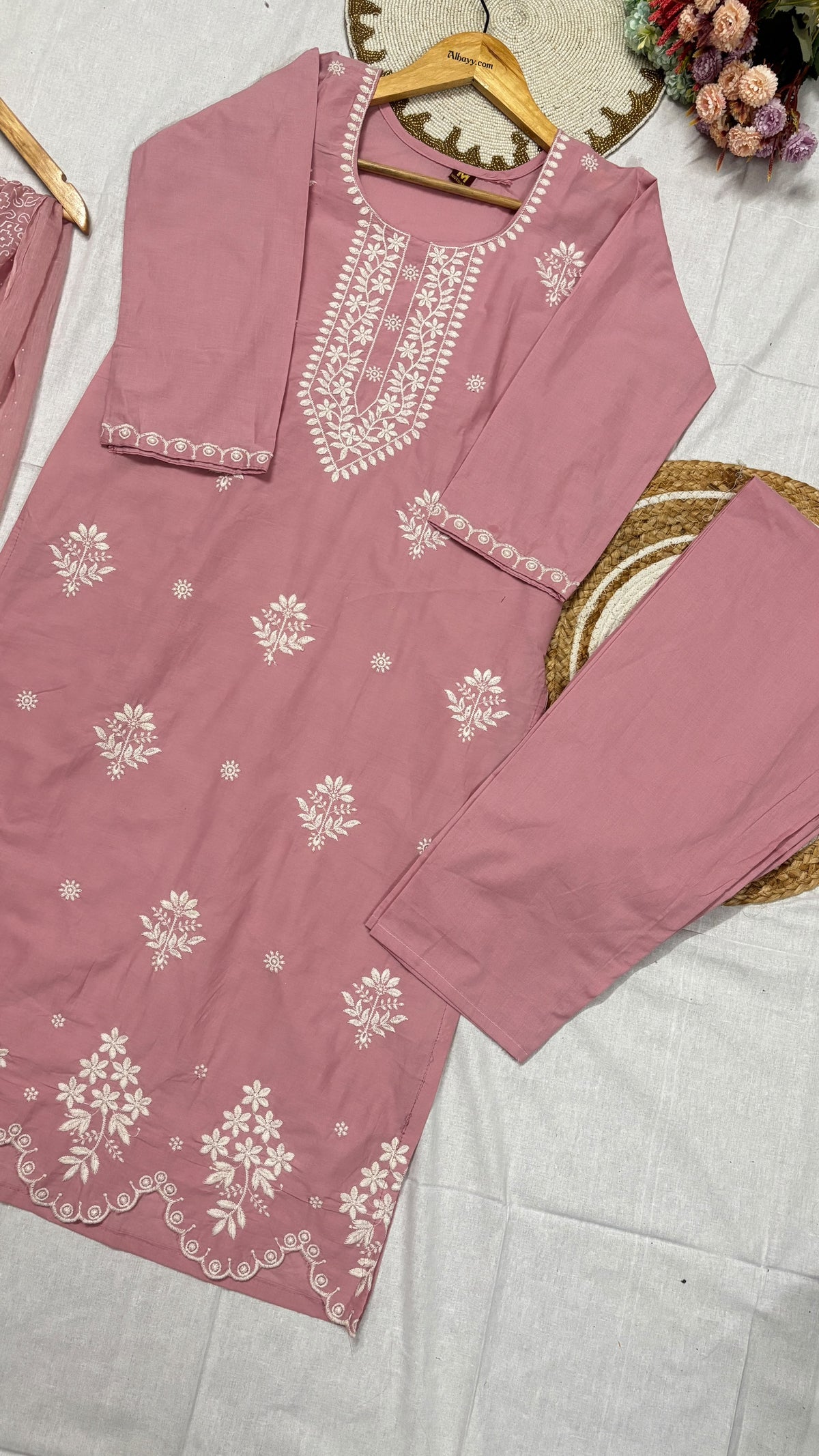 Cotton suit set embroidery full