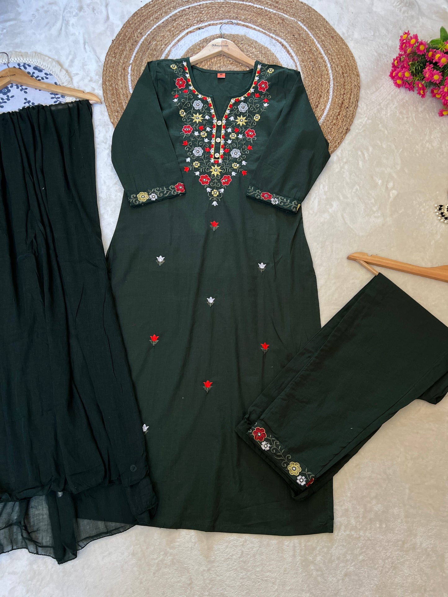 Cotton dress with full embroidery