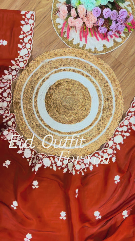 Premium mul chanderi dress with full Embroidery
