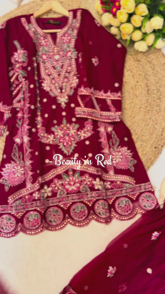 Premium Suit set soft organza material with full work CBRP