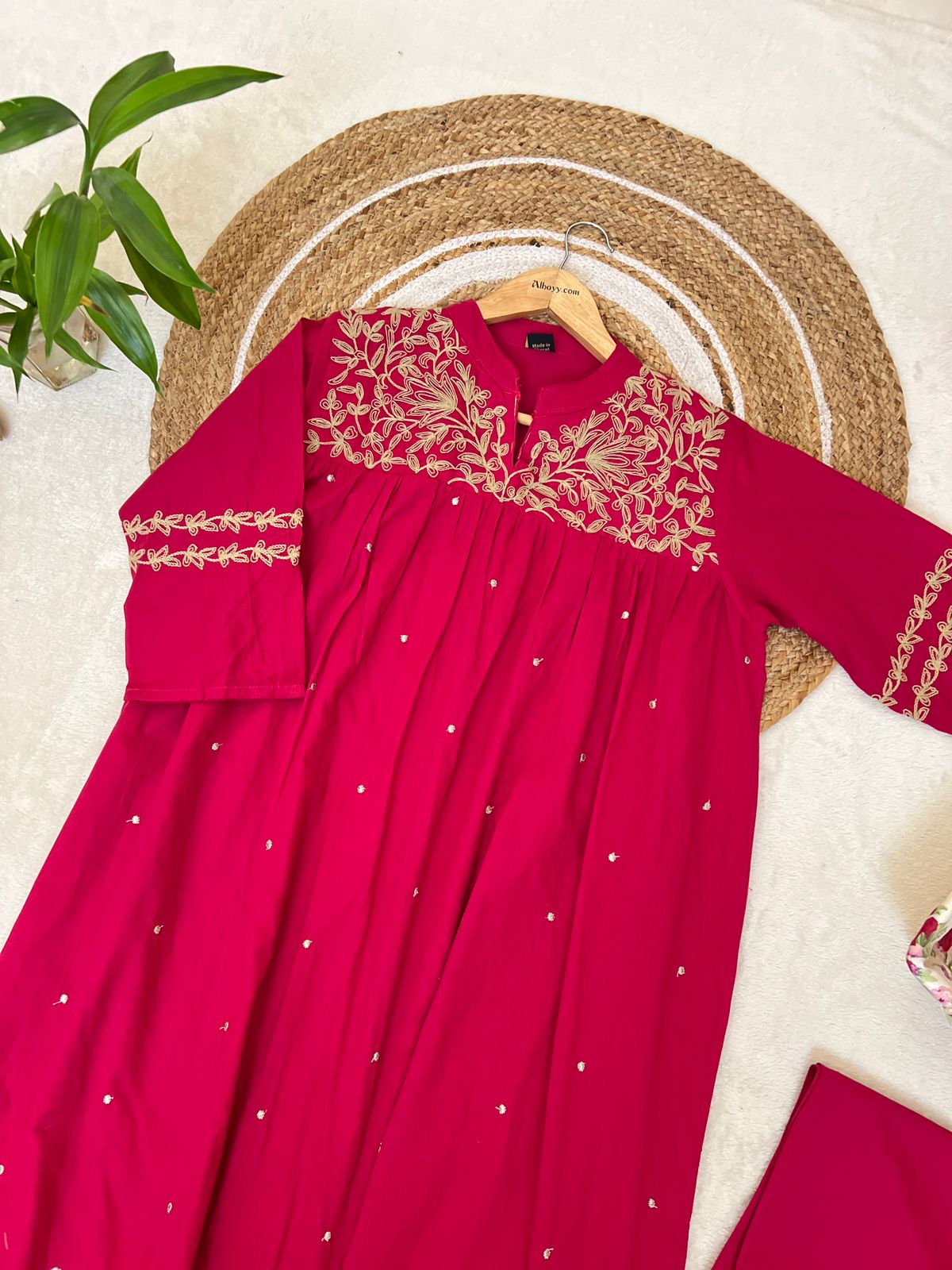 Premium cotton dress with full embroidery