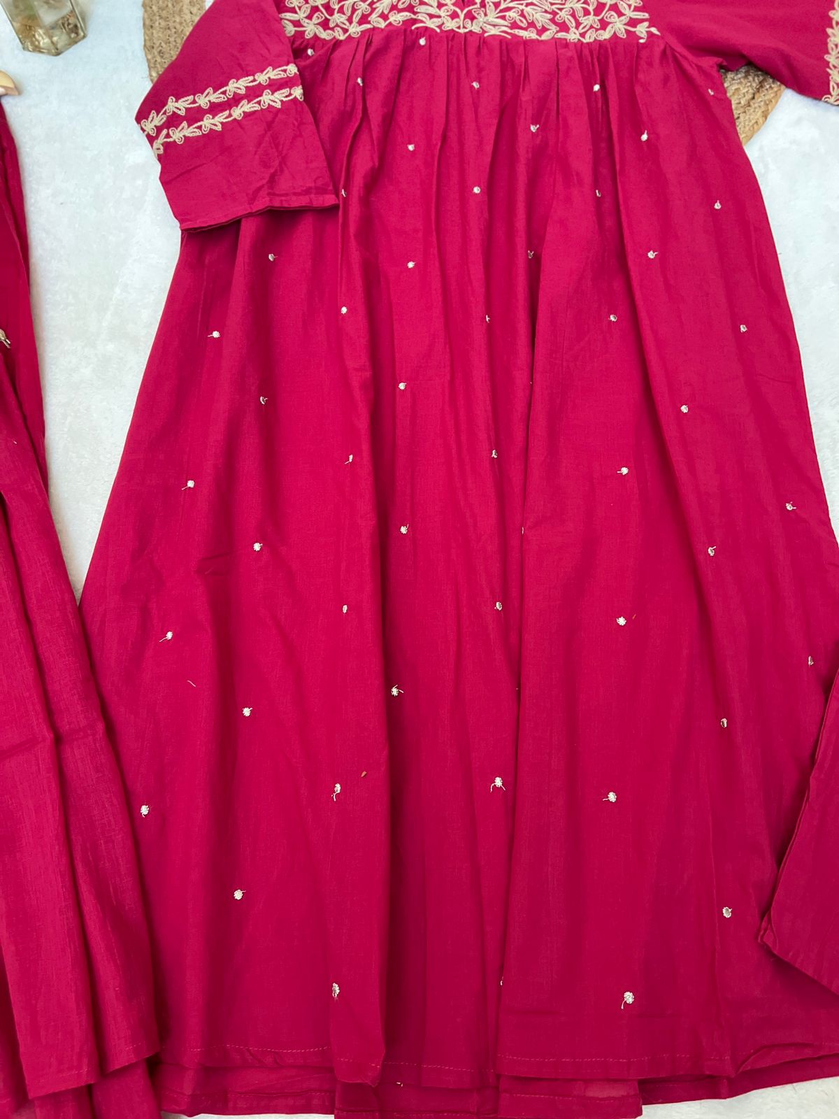 Premium cotton dress with full embroidery