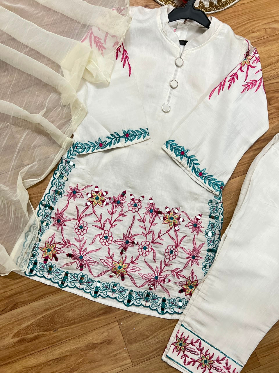 White cotton suit kids CBRP975