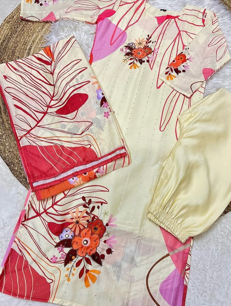 Beautiful Printed Dress in Cotton Silk Material