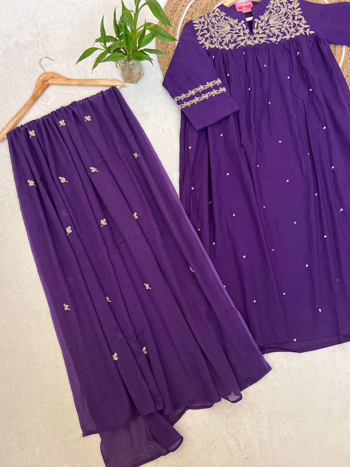 Premium cotton dress with full embroidery