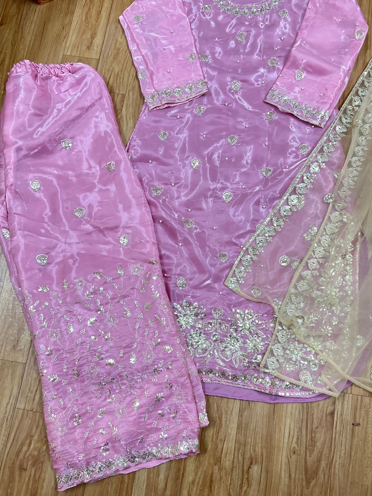 Premium shimmer silk suit