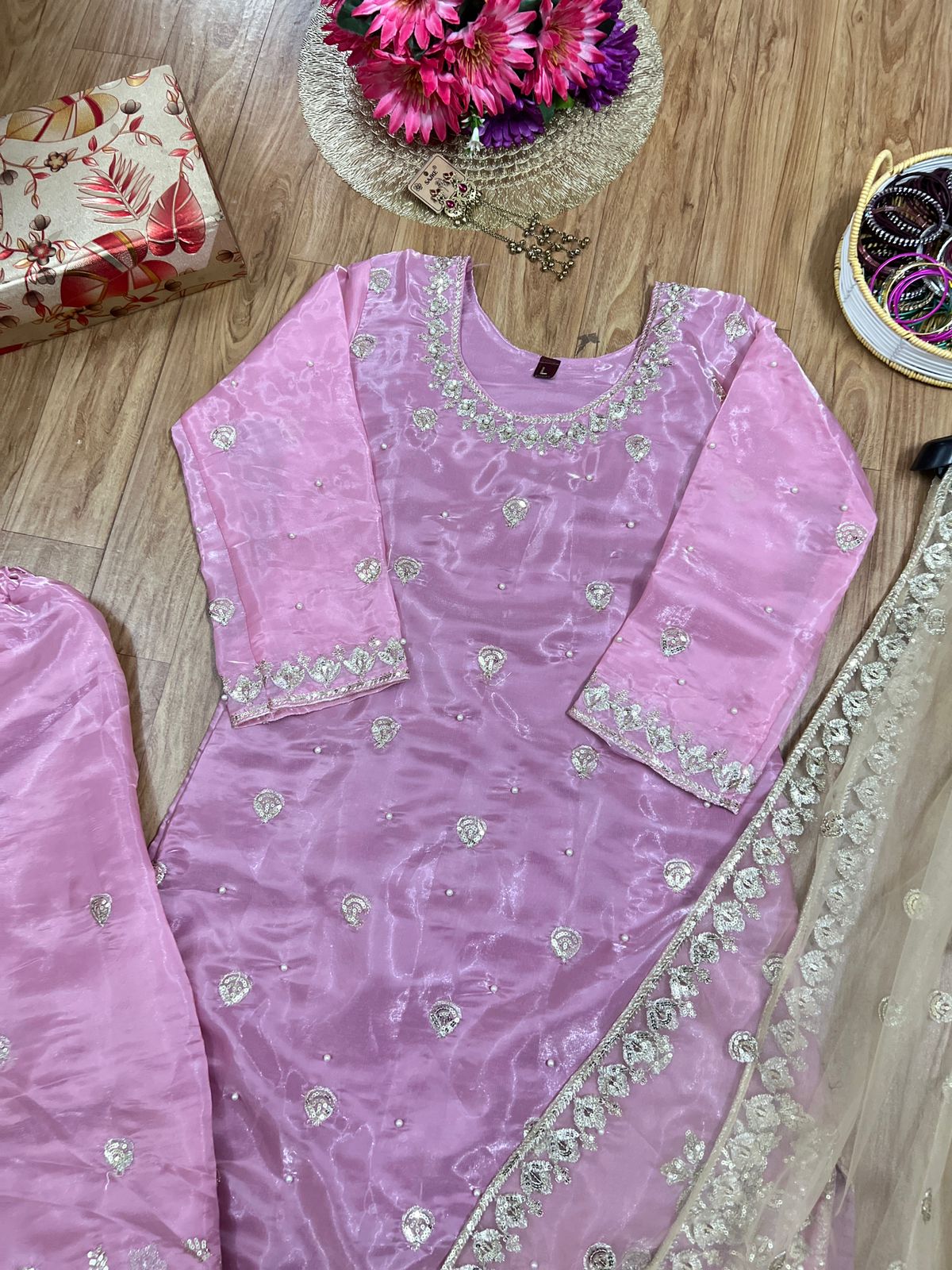 Premium shimmer silk suit