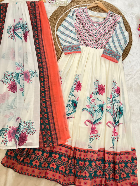 Premium mul cotton anarkali