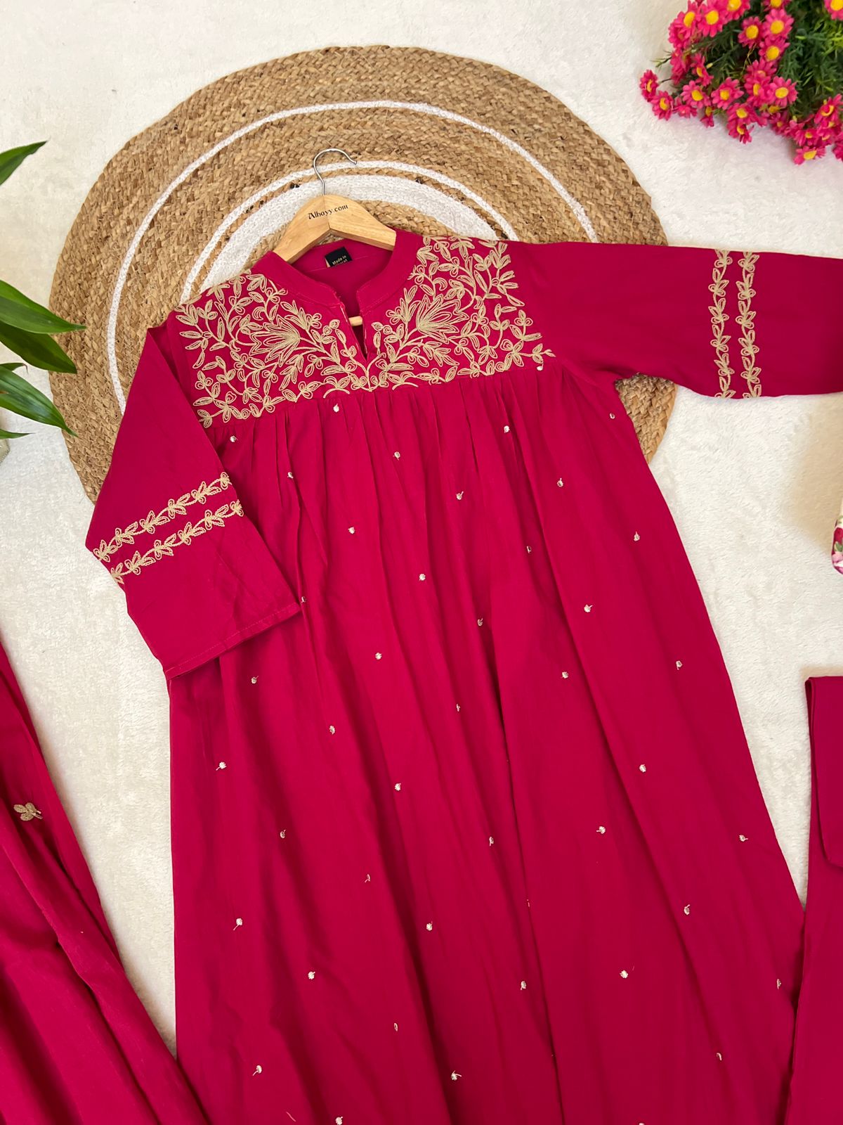 Premium cotton dress with full embroidery