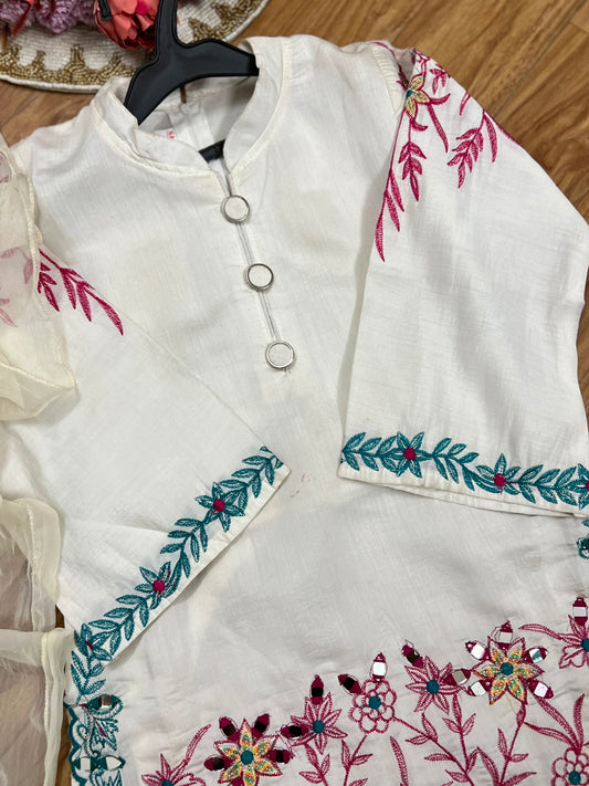 White cotton suit kids CBRP975