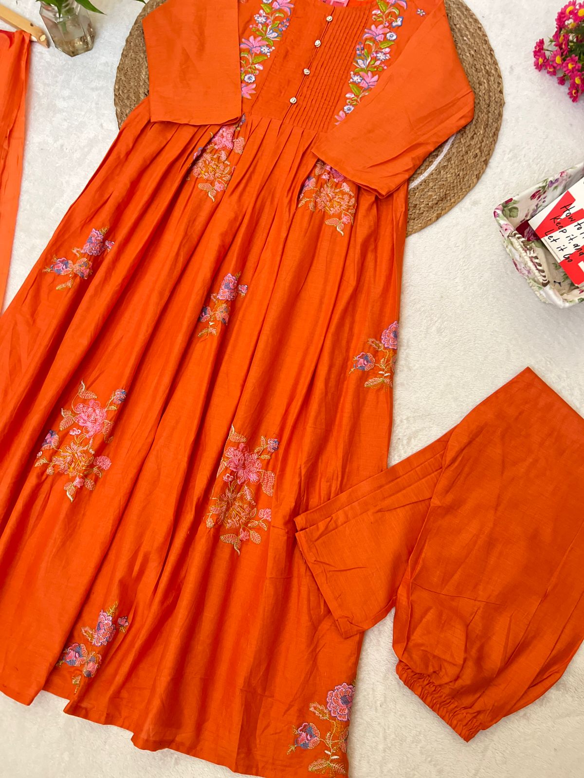 Premium cotton dress with full embroidery