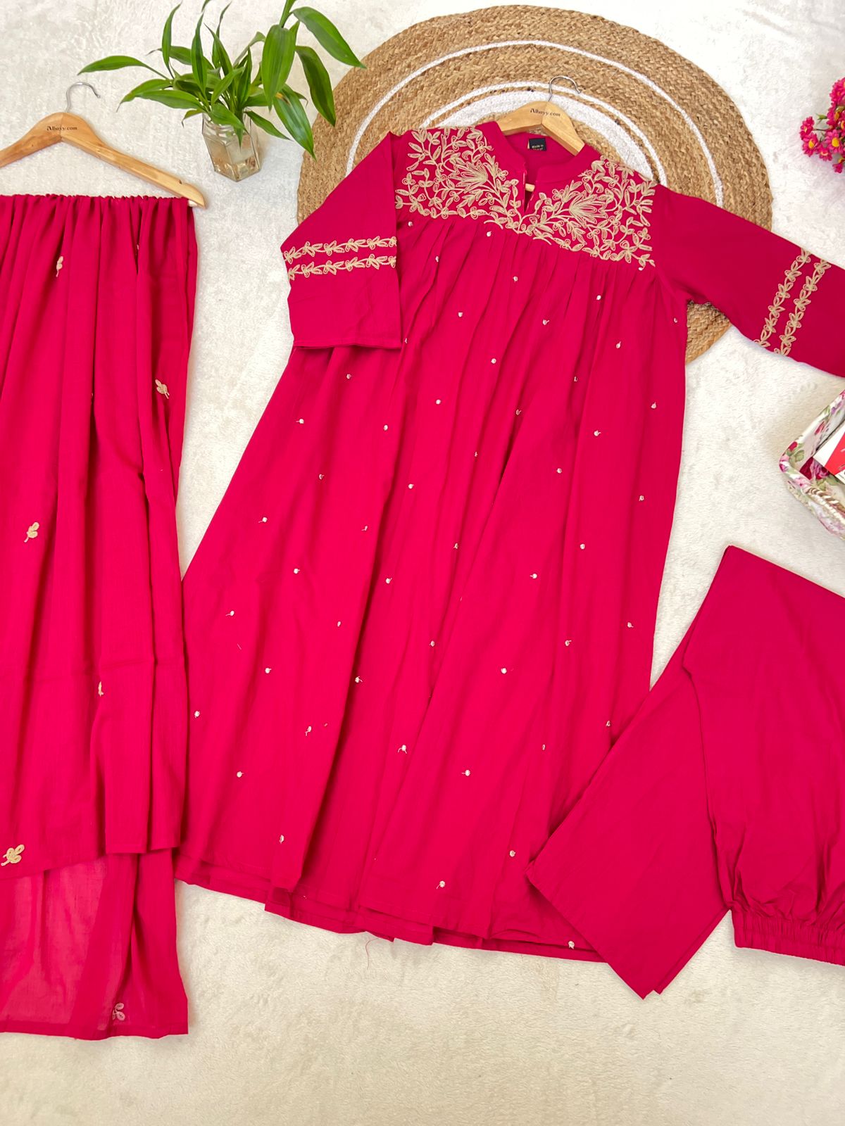 Premium cotton dress with full embroidery