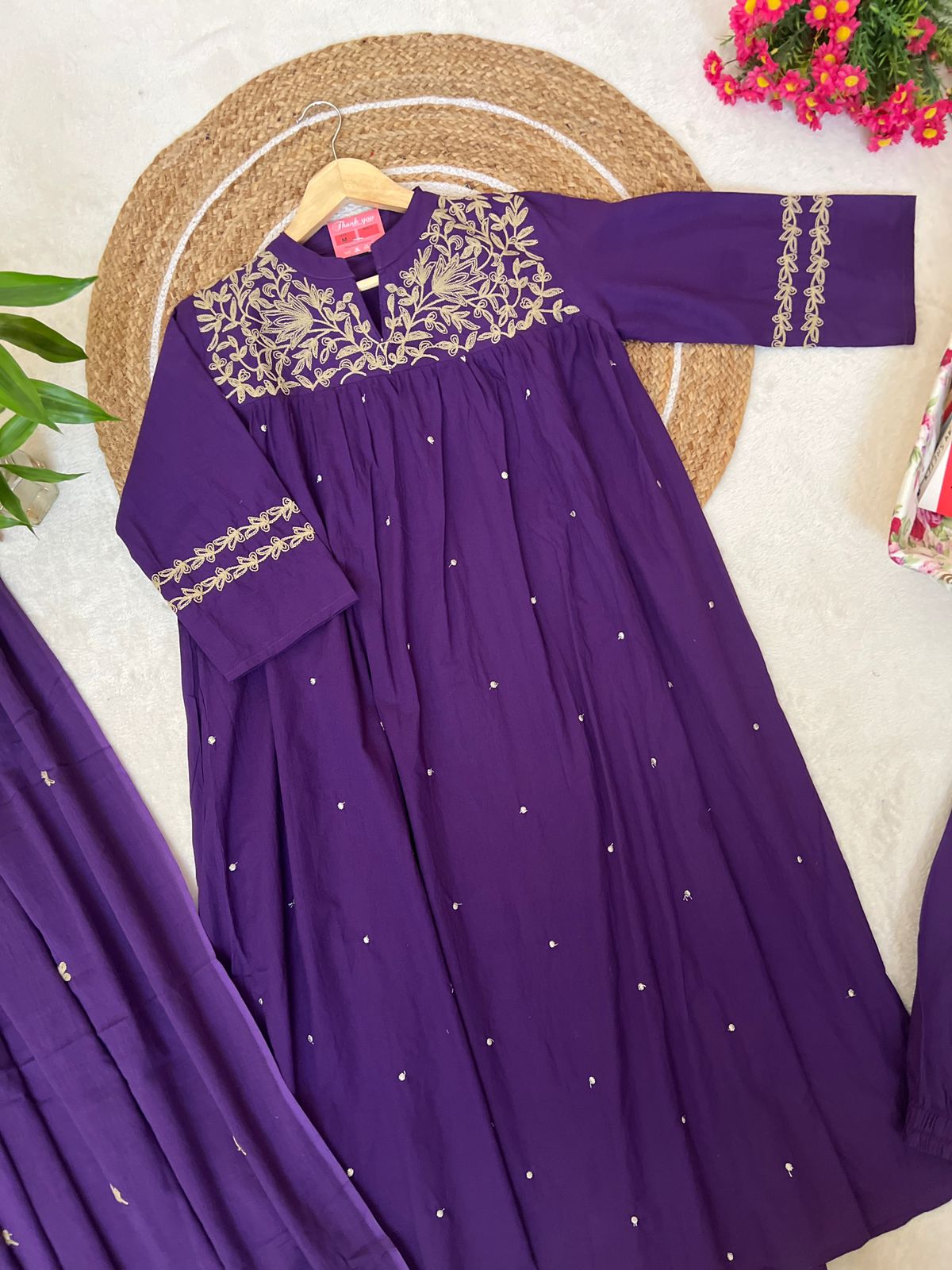 Premium cotton dress with full embroidery