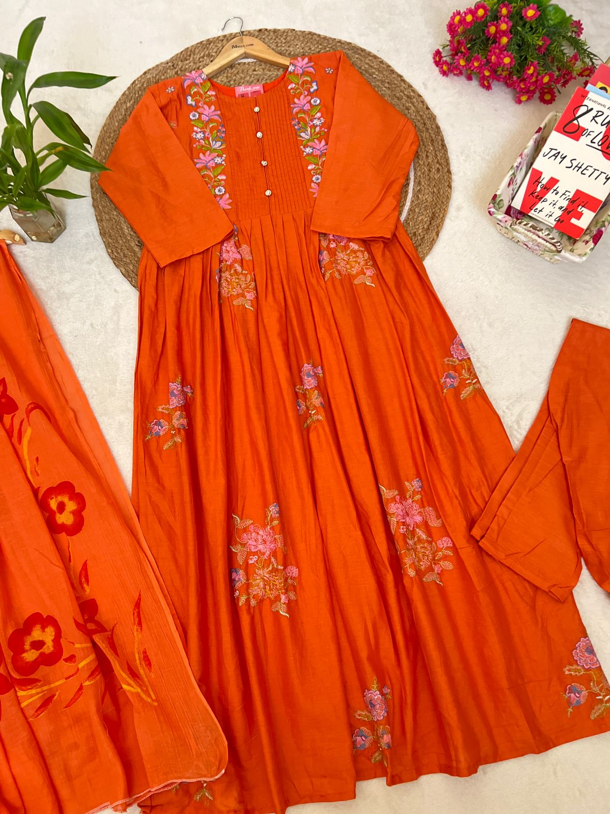 Premium cotton dress with full embroidery